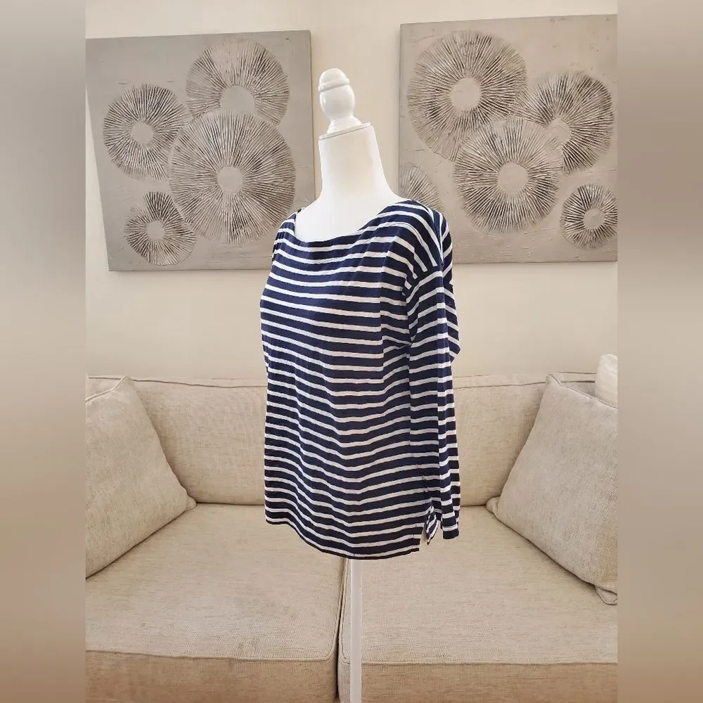 🌹 J. CREW 🌹 3/4 Sleeve Striped Boxy Tee - [Small]